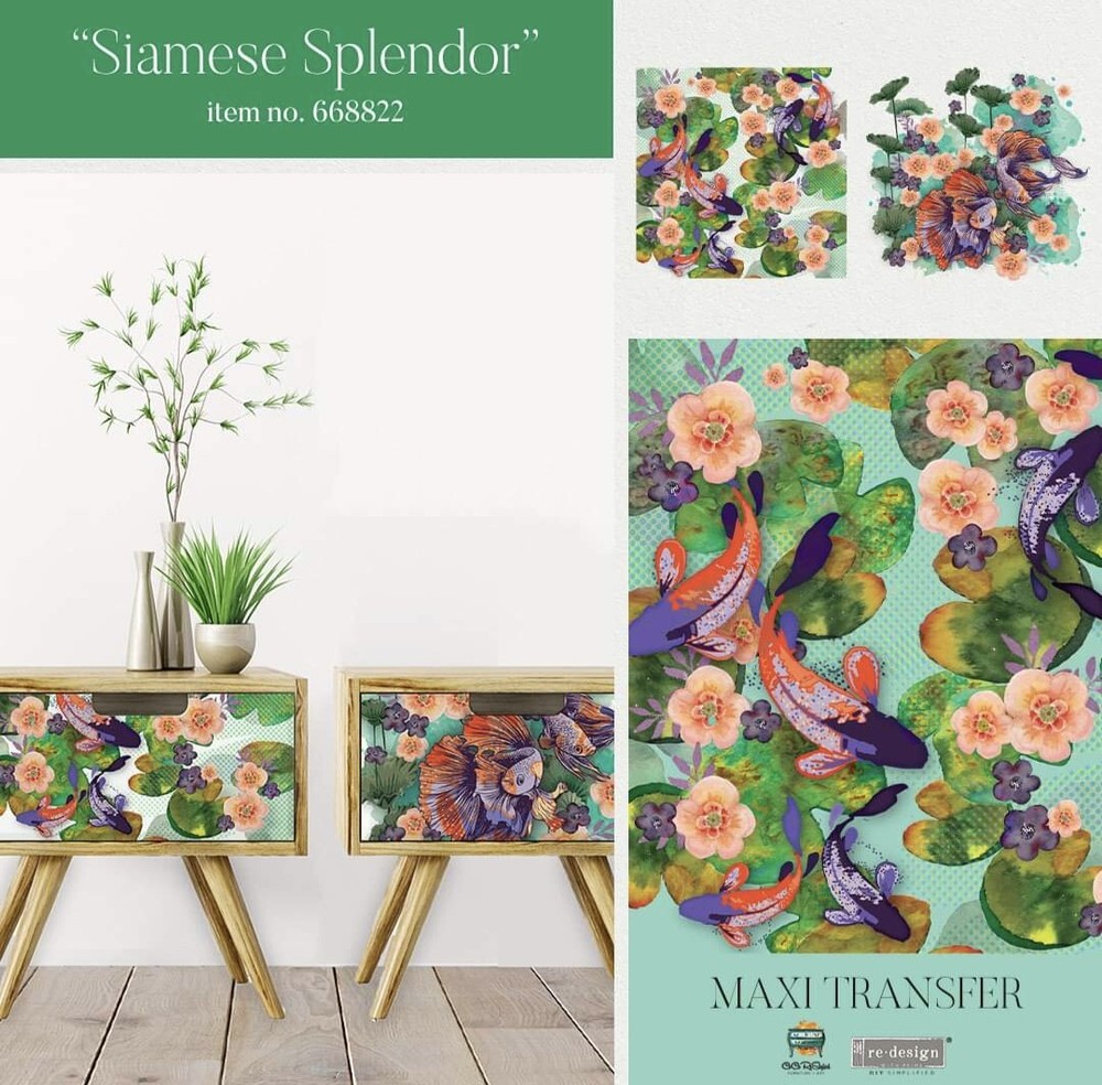 Redesign With Prima & Cece Restyled "Siamese Splendor" Maxi Decor Transfer, Koi