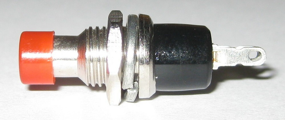 5 X Momentary Red Pushbutton Switch - 1/4" Panel Mount - 125 V - 3 A - SPST N.O.