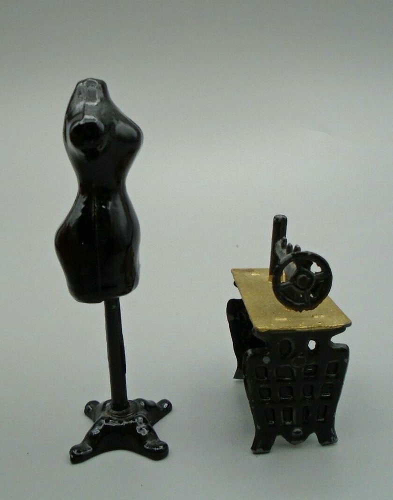 Black Miniature Sewing Machine and Dress Makers Form
