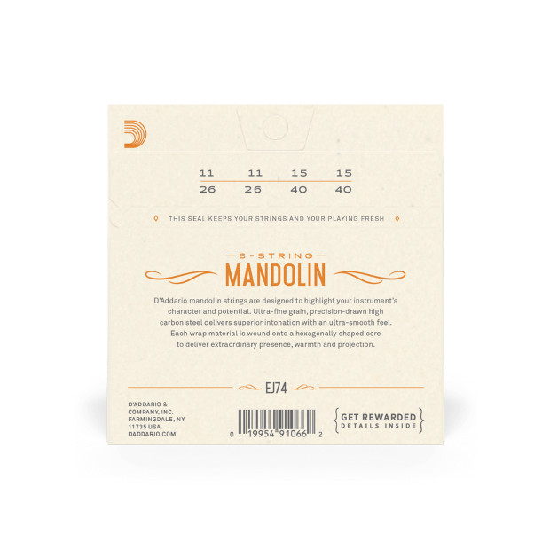 D'Addario EJ74 Phosphor Bronze Medium Mandolin Strings (11-40)