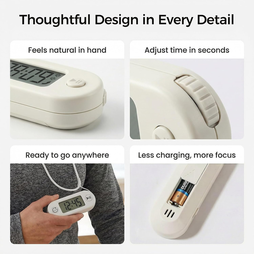 Digital Timer for Kids, Countdown Timer with Rotary Knob, Silent & Sound Modes,