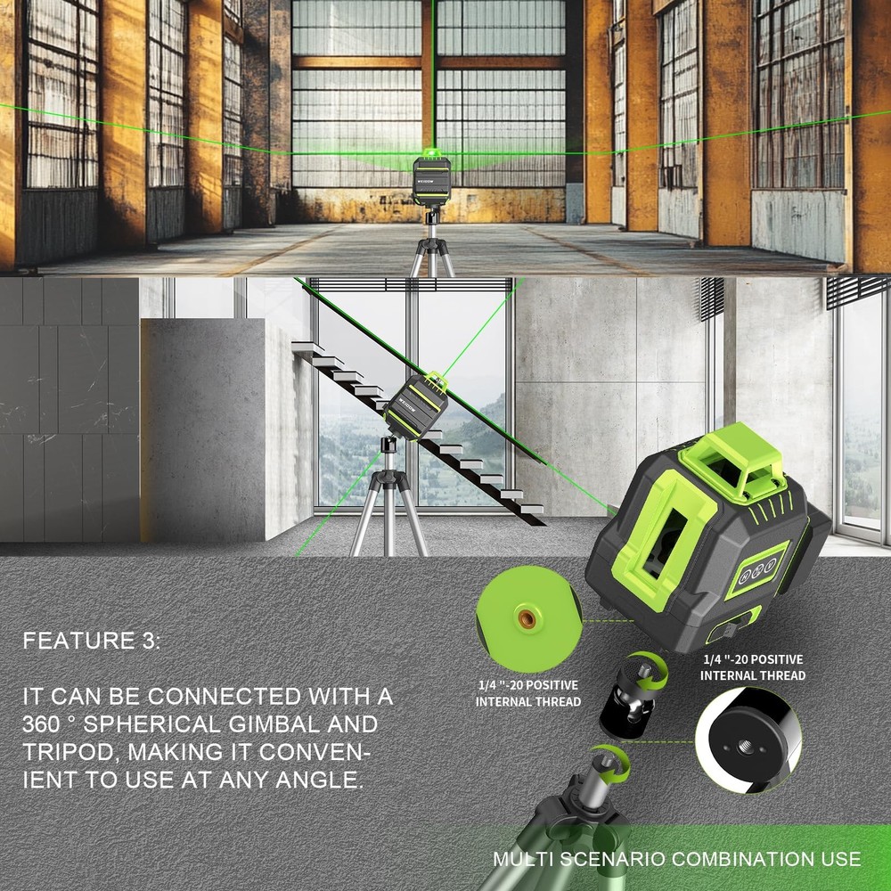 360° Laser Level with Tripod 40in, Self Leveling Laser Level with Pulse Mode,...