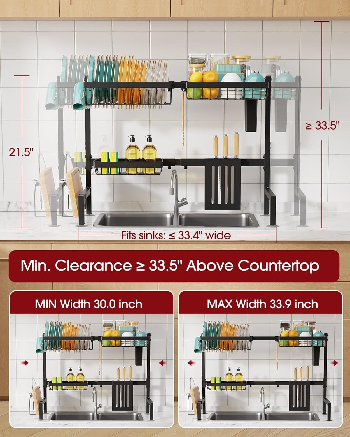 Escurridor De Platos Trastes De Acero Inoxidable Ajustable Para Sobre Fregadero