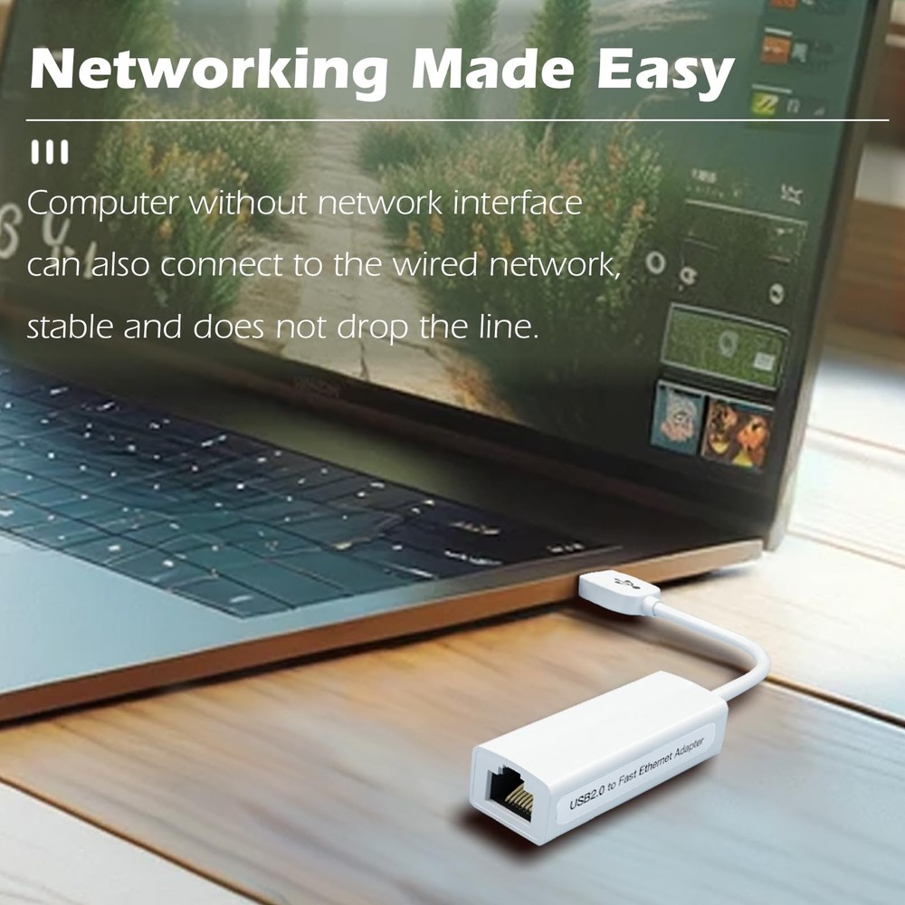 USB to Ethernet Network Adapter for Laptops USB 2.0 Devices Windows Mac OS