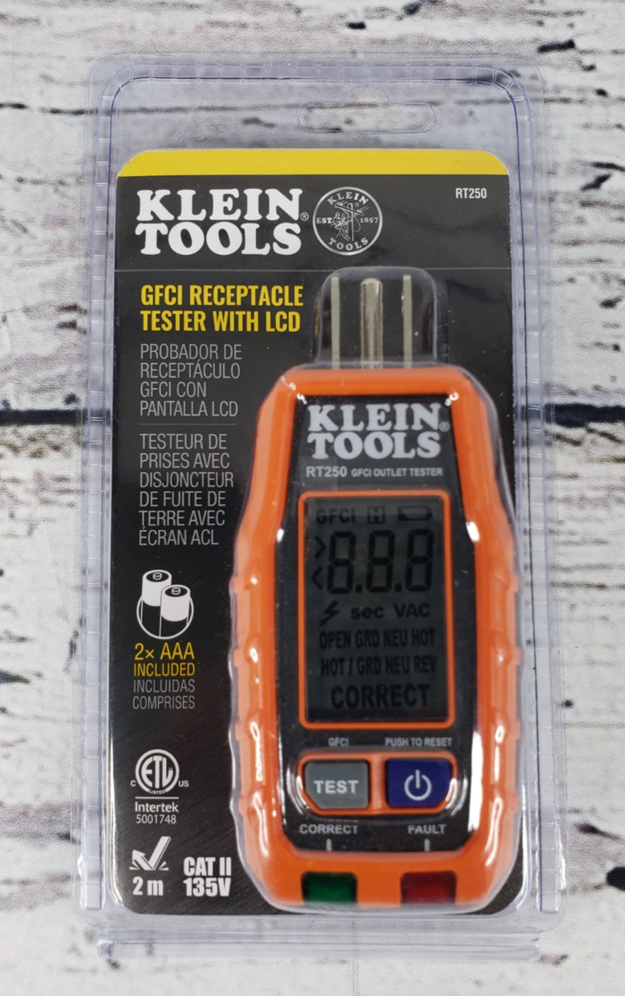 Klein Tools GFCI Electrical Outlet Tester with LCD Display #RT250 - Brand New