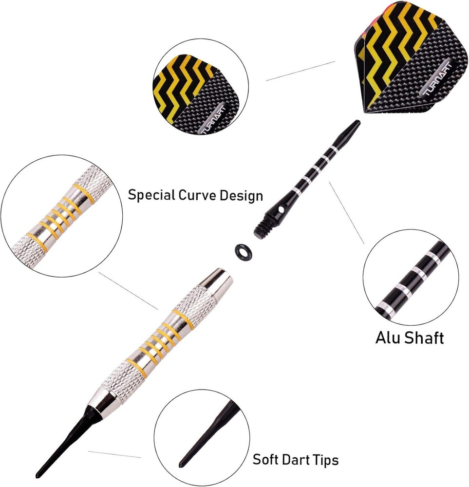 Complete Soft Tip Darts Set: 9 Pcs, 50 Tips & Gift Packaging for Players