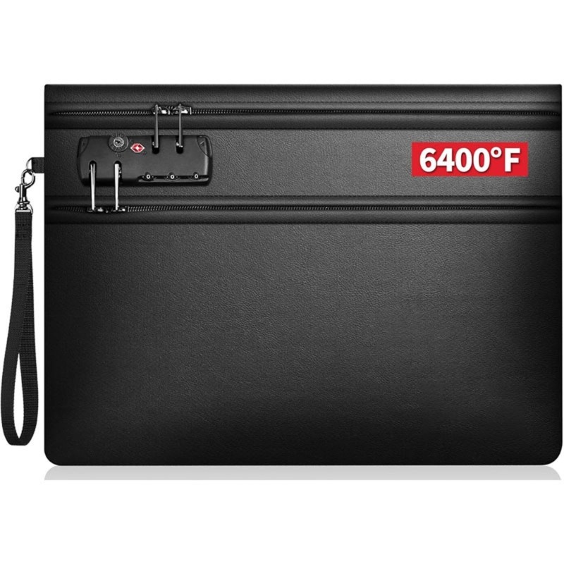 Secure Flame Immune File Bag with Passcode Hook Double Slide Compartments