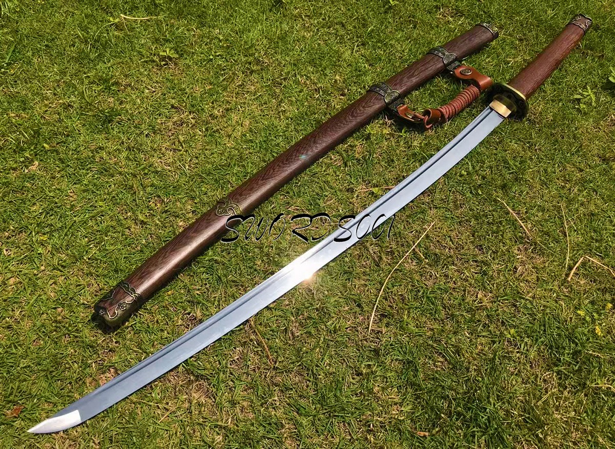 Japanese Gunto Military Saber Sakura Katana T10 Steel Rosewood Samurai Sword