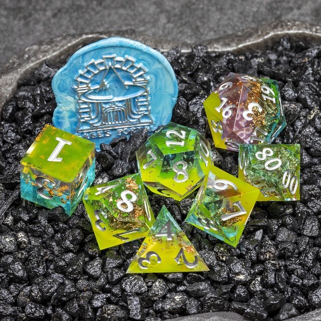 Sage's Enchanted Crystals Dreams - Sharp Edge Resin Polyhedral Dice Set