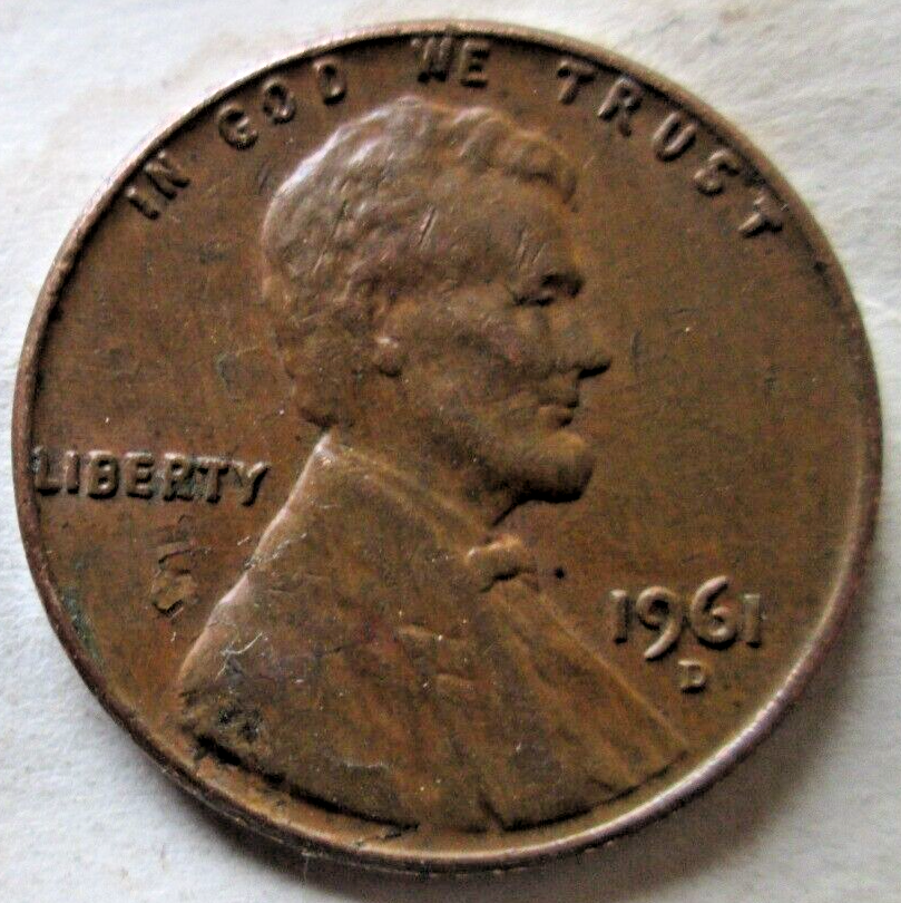 1961-D MEMORIAL, OBVERSE PEELING LAMINATION ERROR, BROWN, XF, CIRCULATED