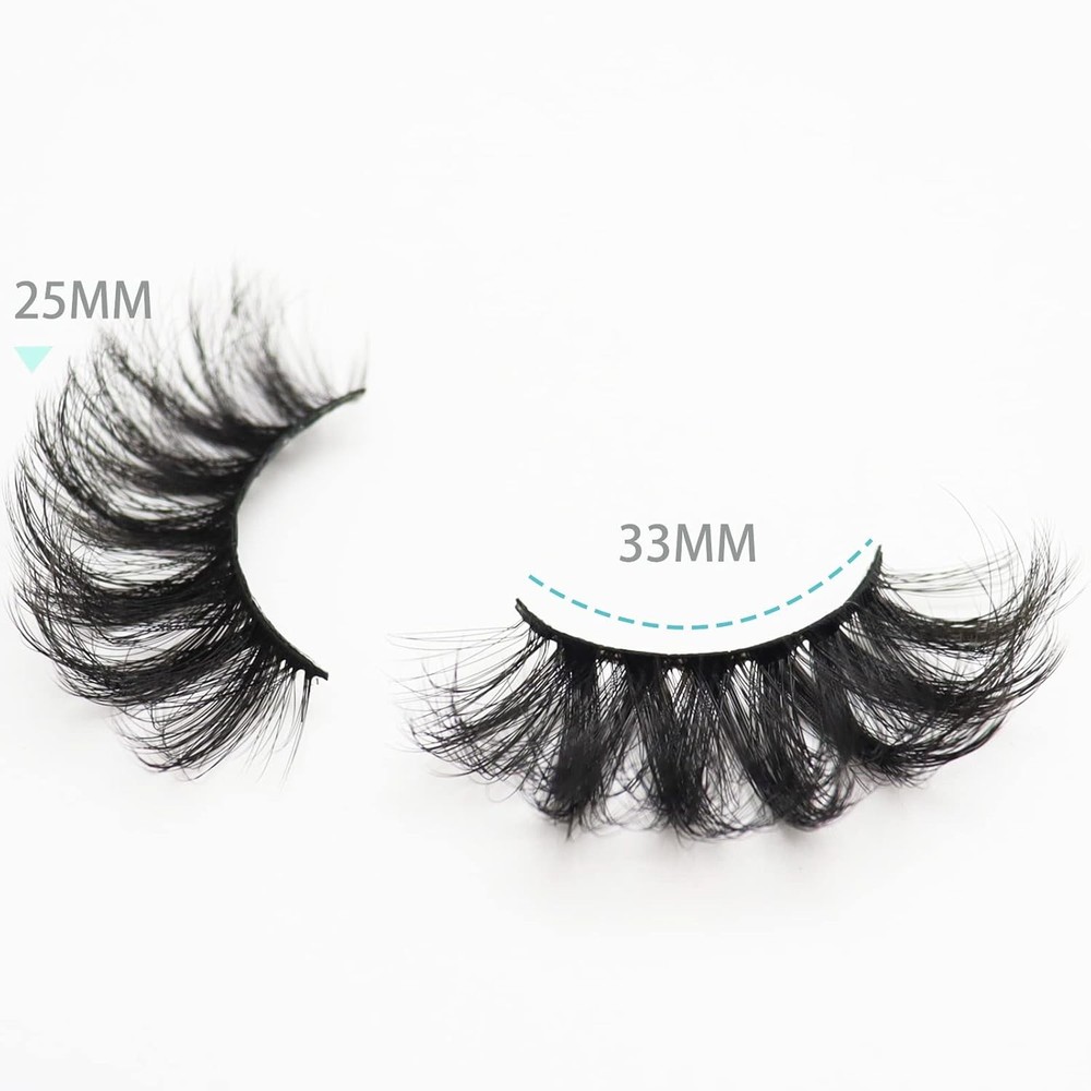 DAODER False Eyelashes 25mm Lashes Wispy Long 8D 7 Pair (Pack of 1), Black