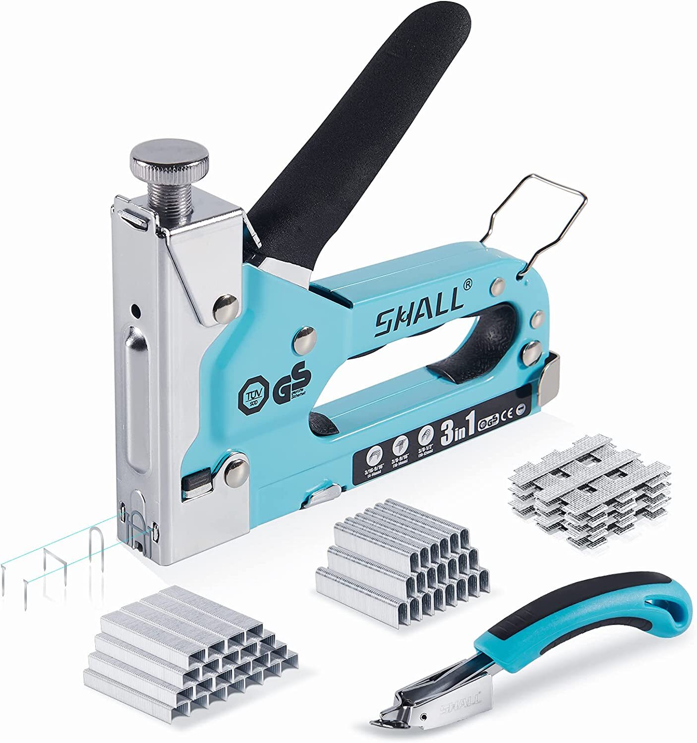 SHALL Heavy Duty 3 In 1 Hand Staple Gun Tacker With 3000 Staples Hand Tool Kit