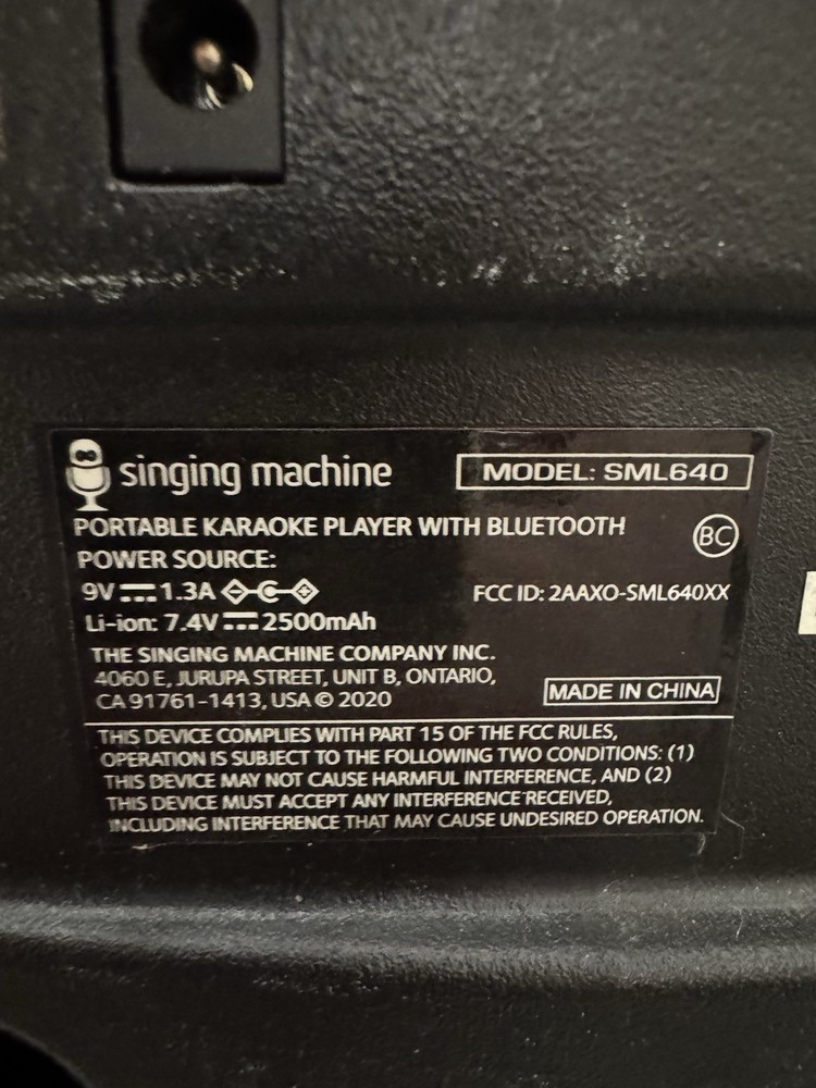 SINGING MAchine disco led KARAOKE SYSTEM BLUETOOTH Untested SKU:C