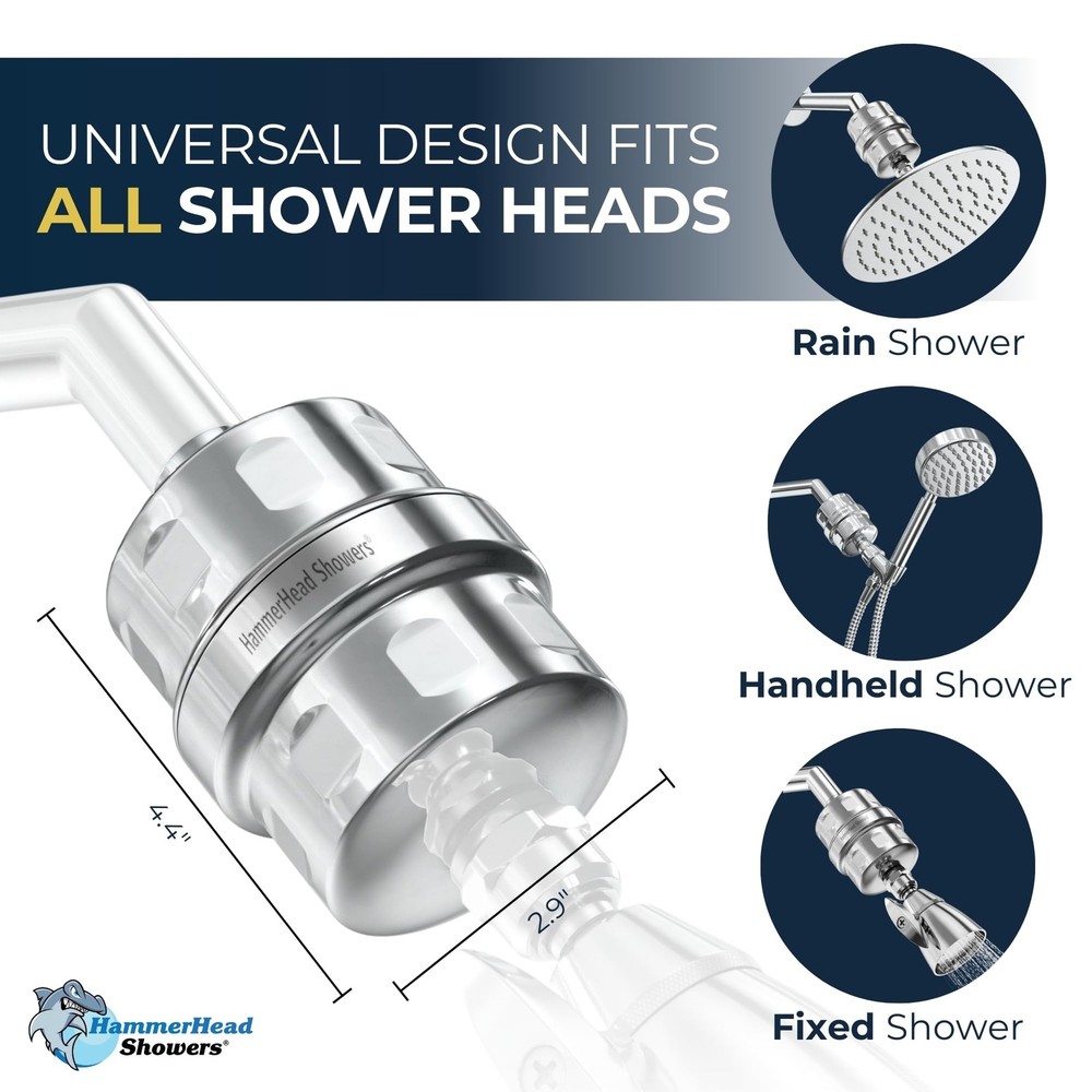 HammerHead Showers® Solid Metal Shower Head Filter – KDF 55 Chrome