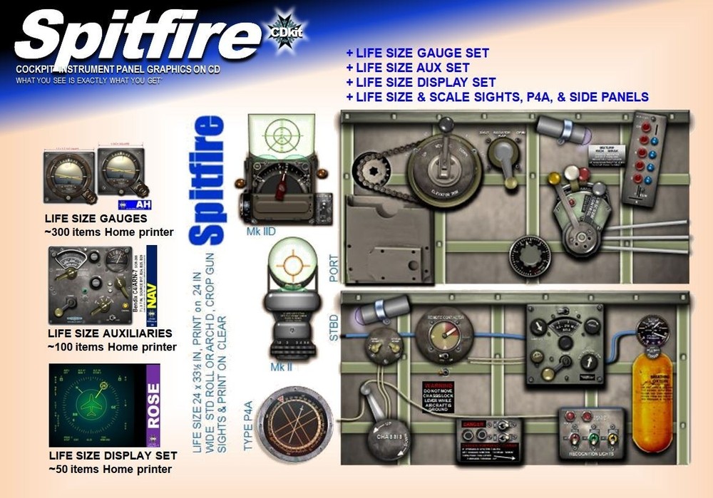 SPITFIRE COCKPIT instrument panel CDkit