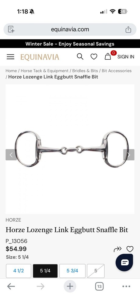 Horze Lozenge Link Eggbutt Snaffle Bit