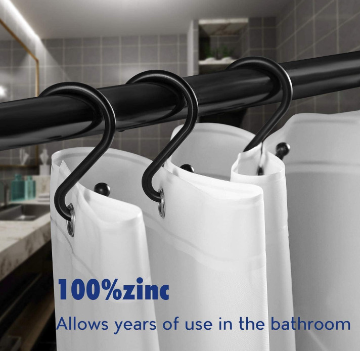 12 Ganchos S Metal Negro Antióxido para Cortina y Cocina, Nuevo