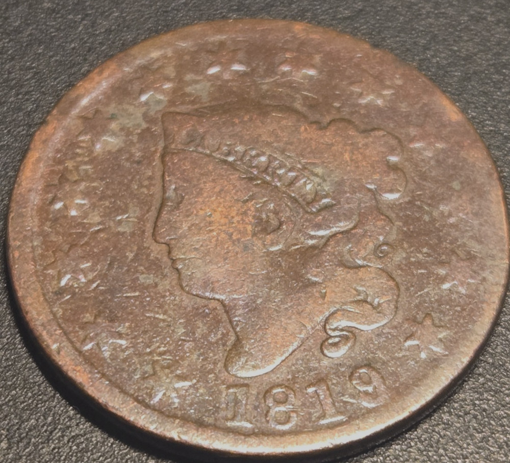 1819 Large Cent, Coronet Head Nice Details