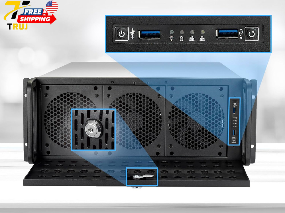 4U Server Chassis Rackmount Case | 15 3.5" HDD Bays | E-ATX Compatible | 6 Front