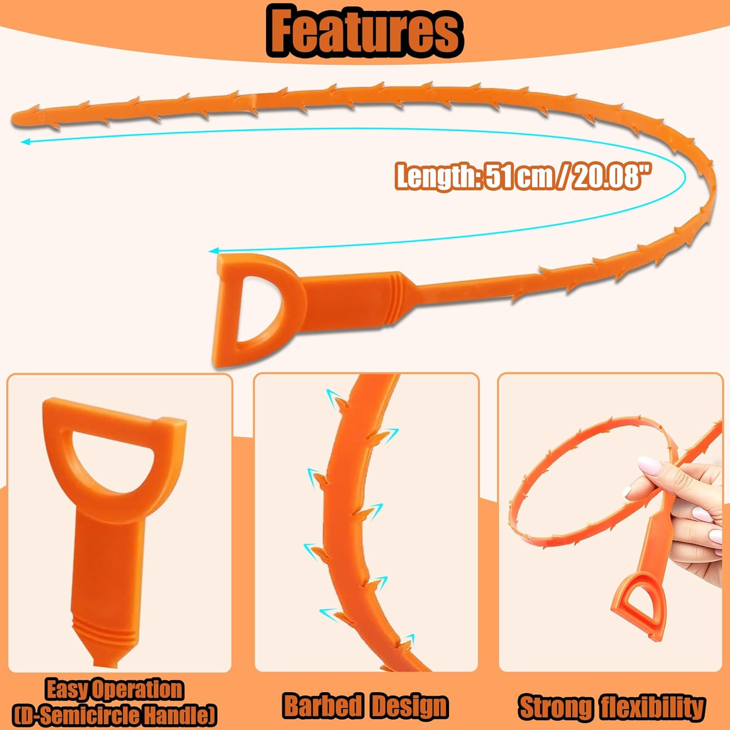 Drain Hair Catcher 20 Inch Drain Snake Shower Drain Hair Trap Clog Remover Lot