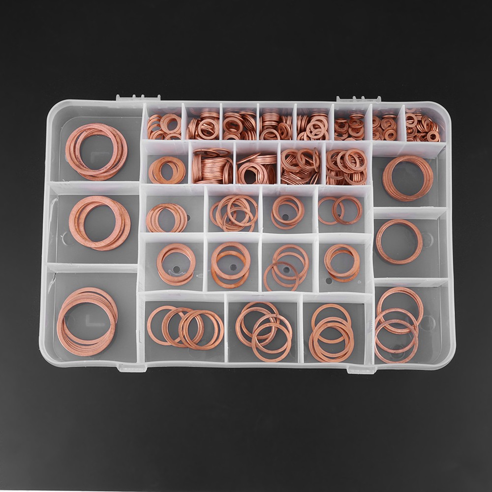 568Pcs High Quality 30 Sizes Copper Washers Flat Ring Set Kit With Plastic Box
