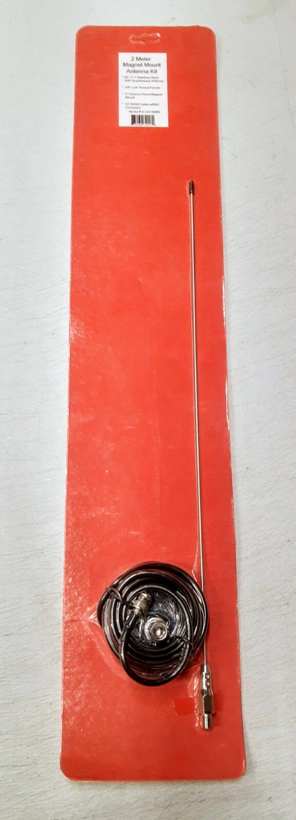 2 Meter Magnet Mount Antenna Kit 20" Stainless Steel Whip w BNC