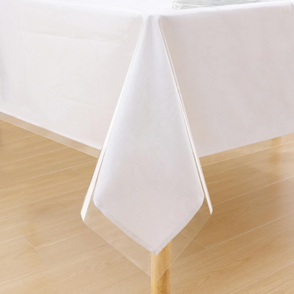 60x84Inch Clear Rectangular Table Cloth Waterproof Spill Proof Vinyl Table Cover