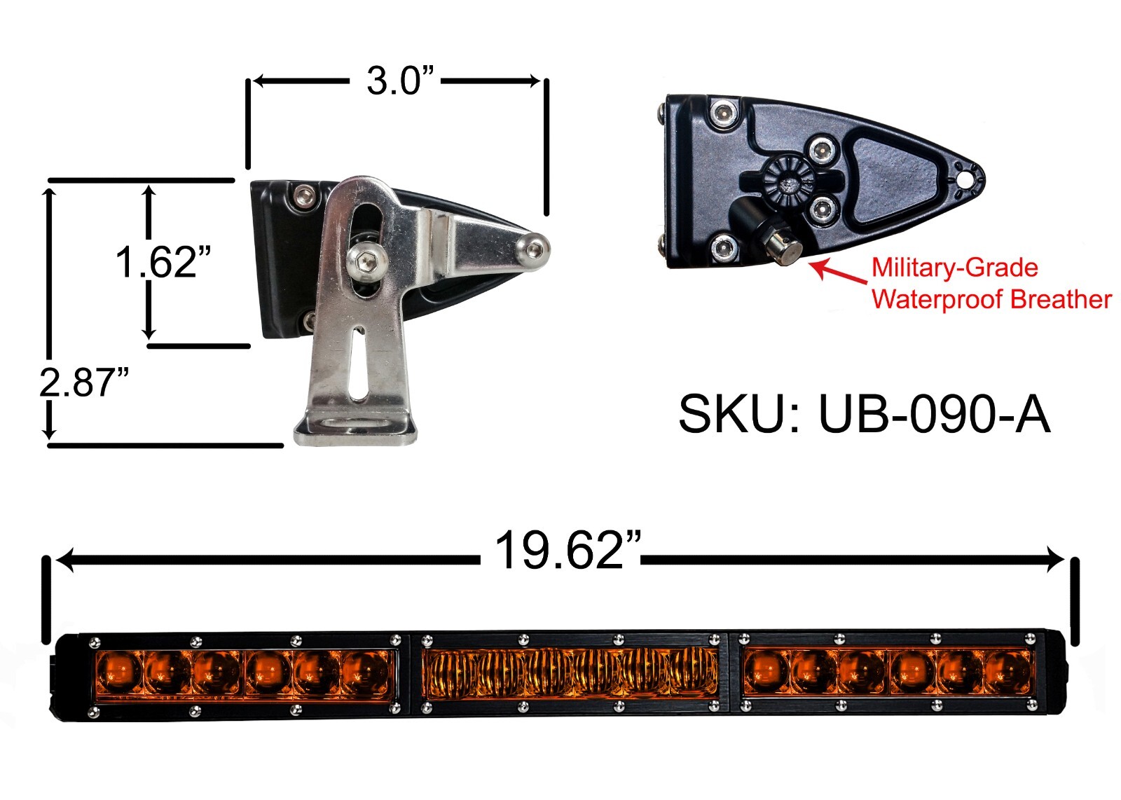 Shock Tower 90W Amber LED Lightbar Plug & Play Wiring Harness Can-Am X3 Max RS