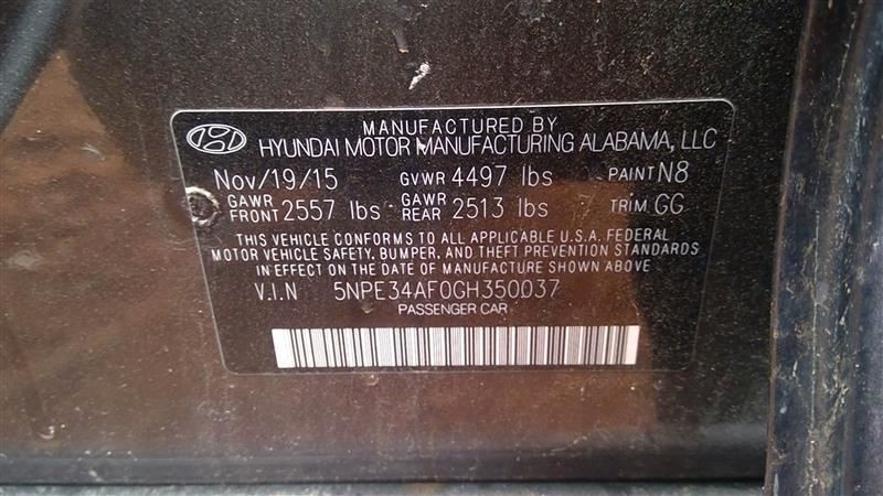 SONATA 2016 Chassis ECM 220393