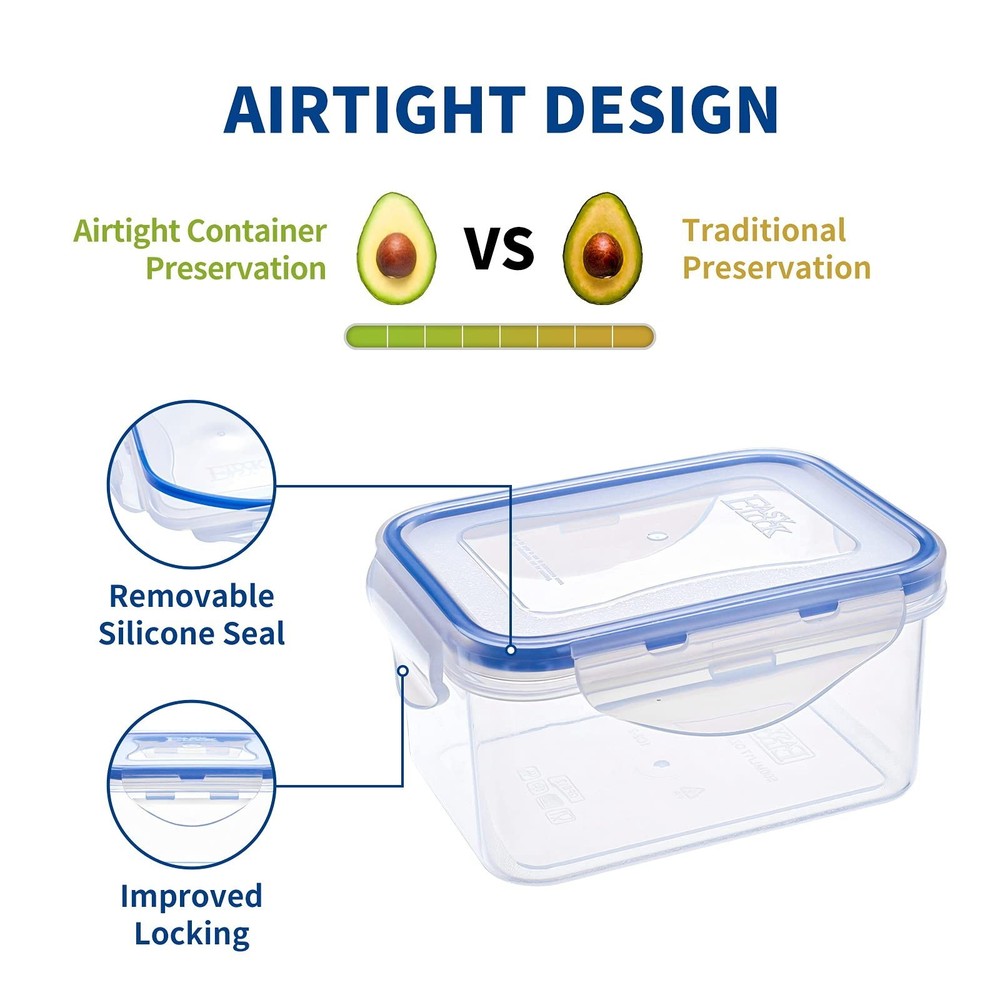 KIGI 4 Pack 17OZ 6OZ Small Plastic Containers Set Leakproof Rectangular Small...