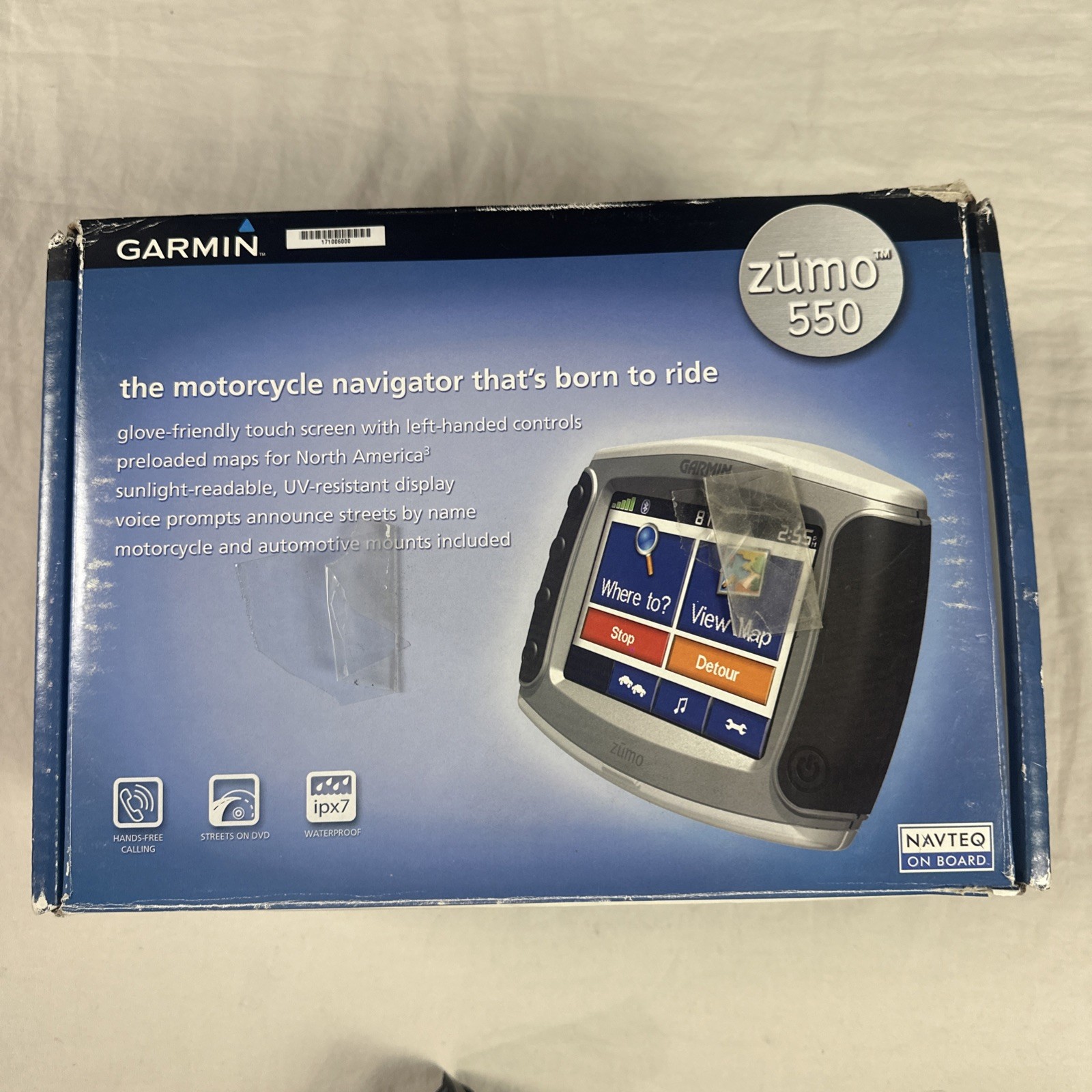 OEM Garmin Zumo 550 Motorcycle Power Cradle Mount & Chrome Handlebar Clamp