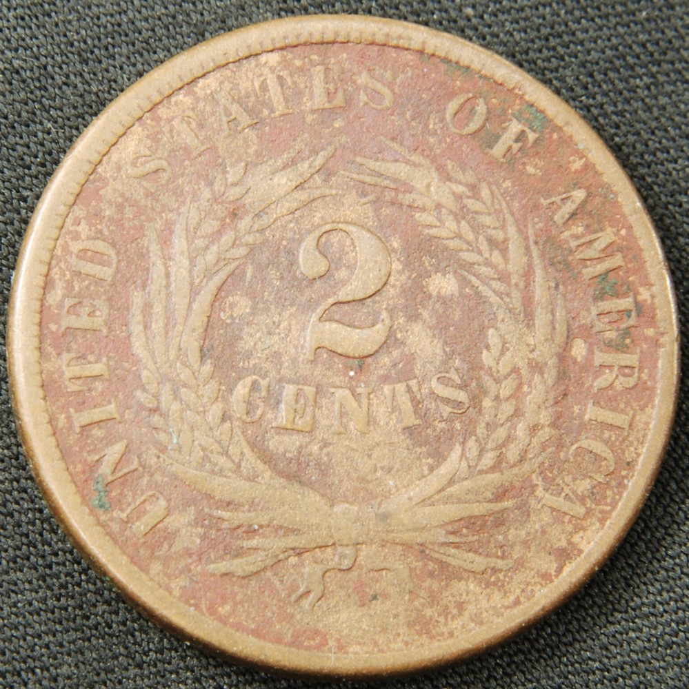1867 US 2c Shield Two Cent Coin #1038
