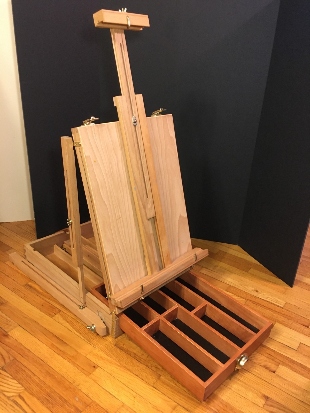 **Vintage FRENCH EASEL FOLDING ARTIST SKETCHBOX PORTABLE SOLID WOOD STORAGE