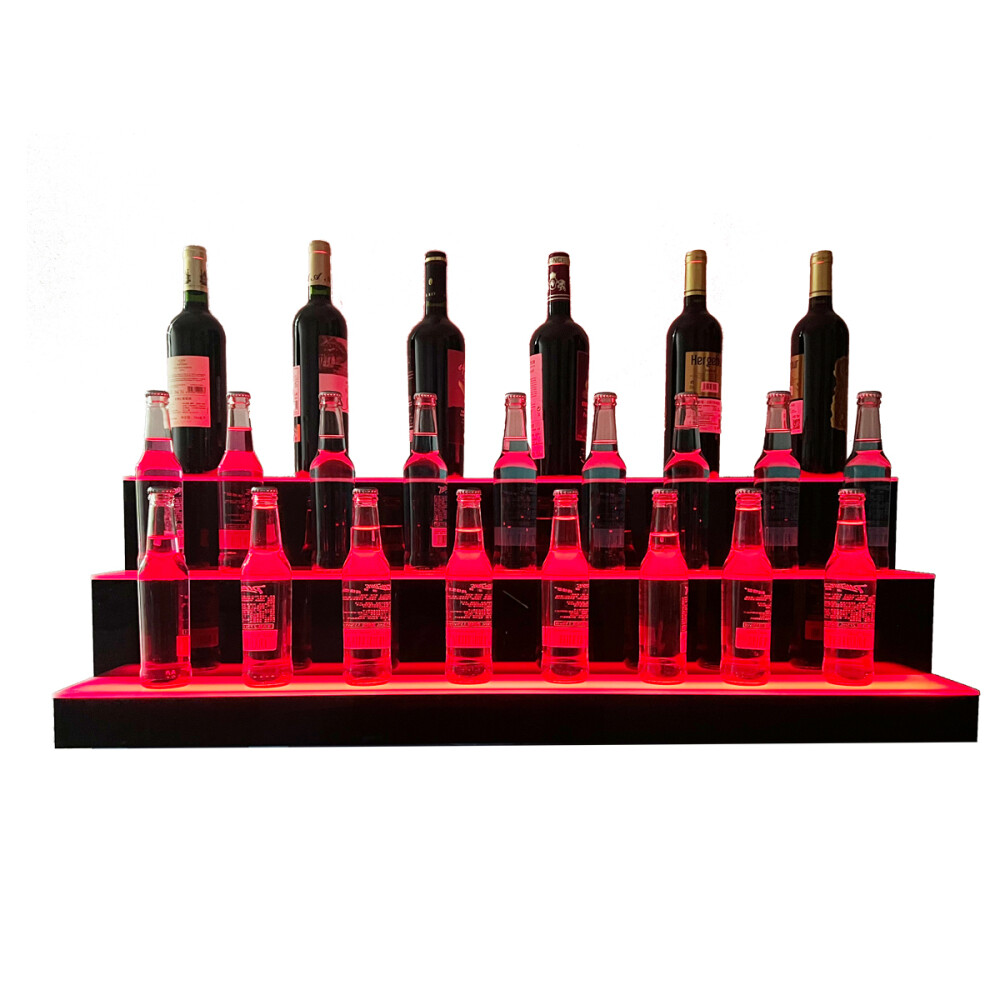LED Lighted Liquor Bottle Display Shelf 3 Tiers Bar Shelves for Liquor Bottles