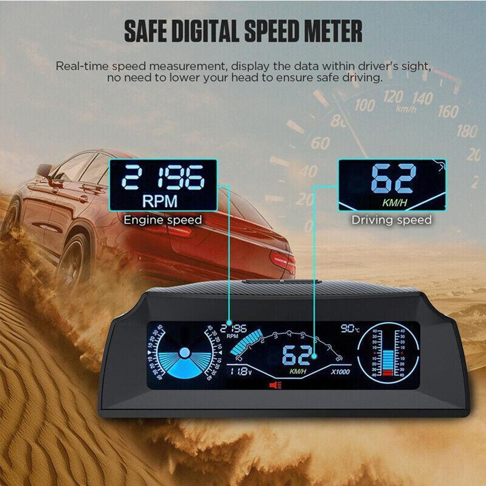 Car OBD Gauge HUD Head-Up Digital Speedometer Slope Display Code Kit Universal