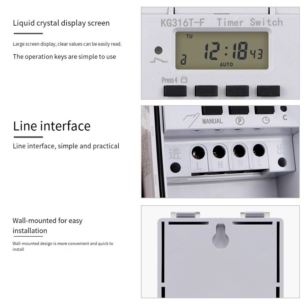 220V Waterproof Intelligent Timer KG316TF Automatic Programmable Switch