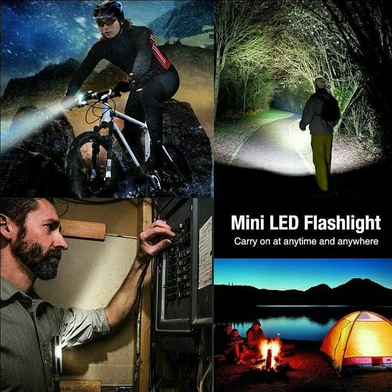2PCS Tactical Flashlight Small LED Torch Light Mini Super Bright Penlight USB