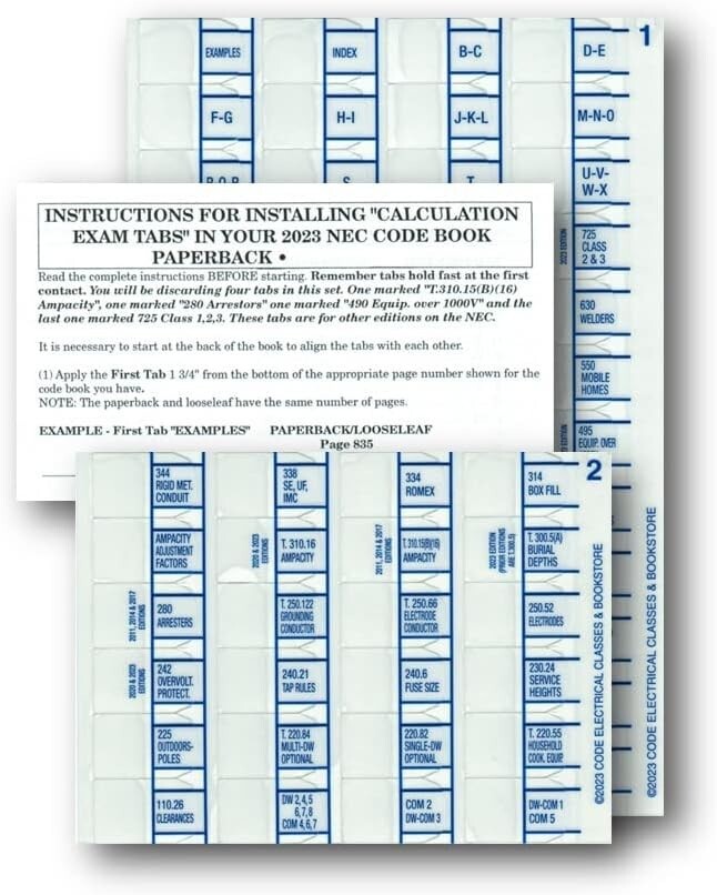 Tom Henry's 2023 NEC, National Electrical Code, Book Index Tabs Loose Leaf
