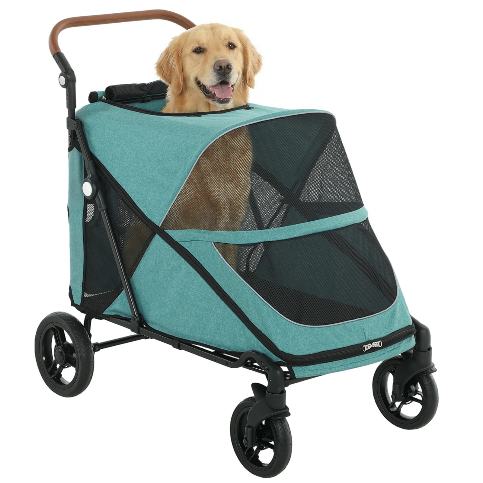 PawHut Dog Stroller for Large Dogs, All Terrain Pet Stroller, Blue