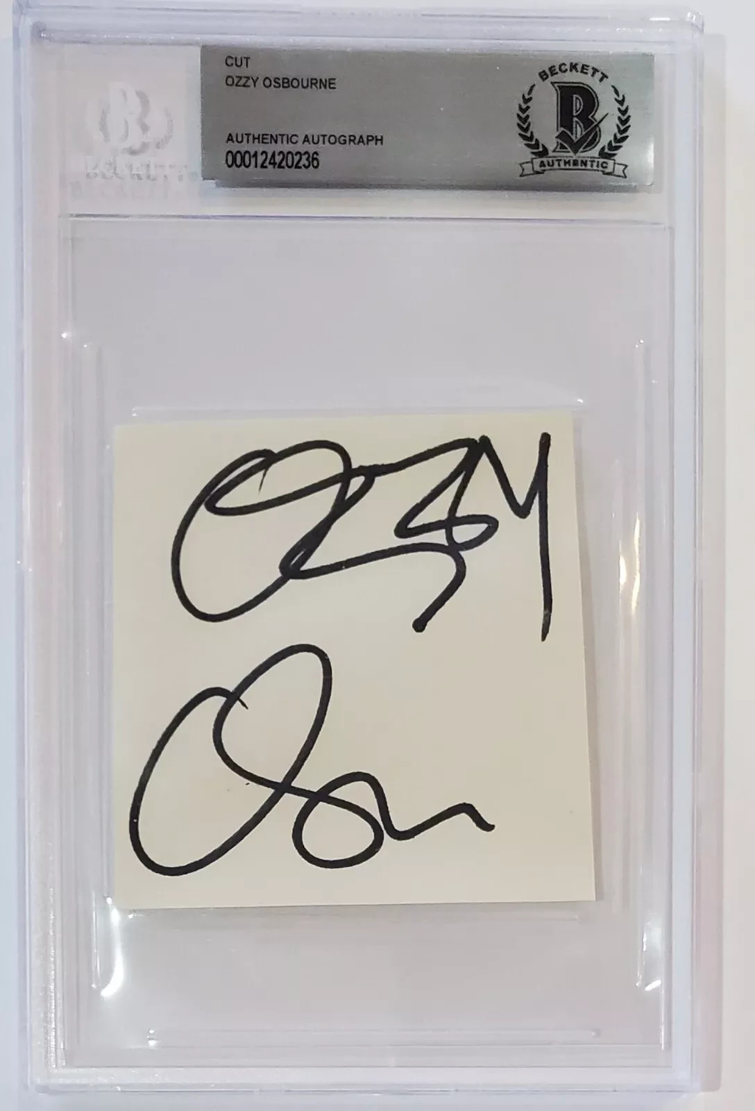 Ozzy Osbourne LARGE Bold Signed Cut GEM Autograph Beckett Authenticated