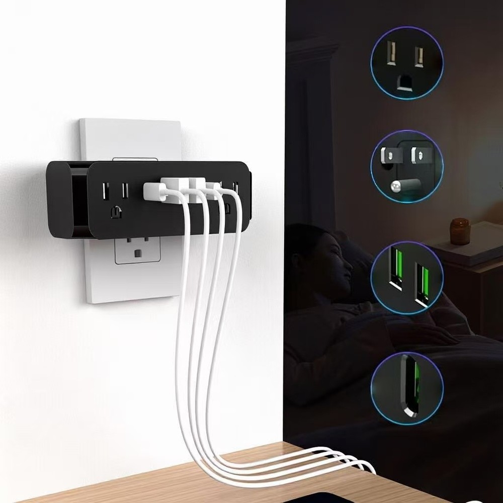 Multi Plug Outlet Surge Protector, 6 Outlet Wall Extender with 2 USB A & 2 USB C