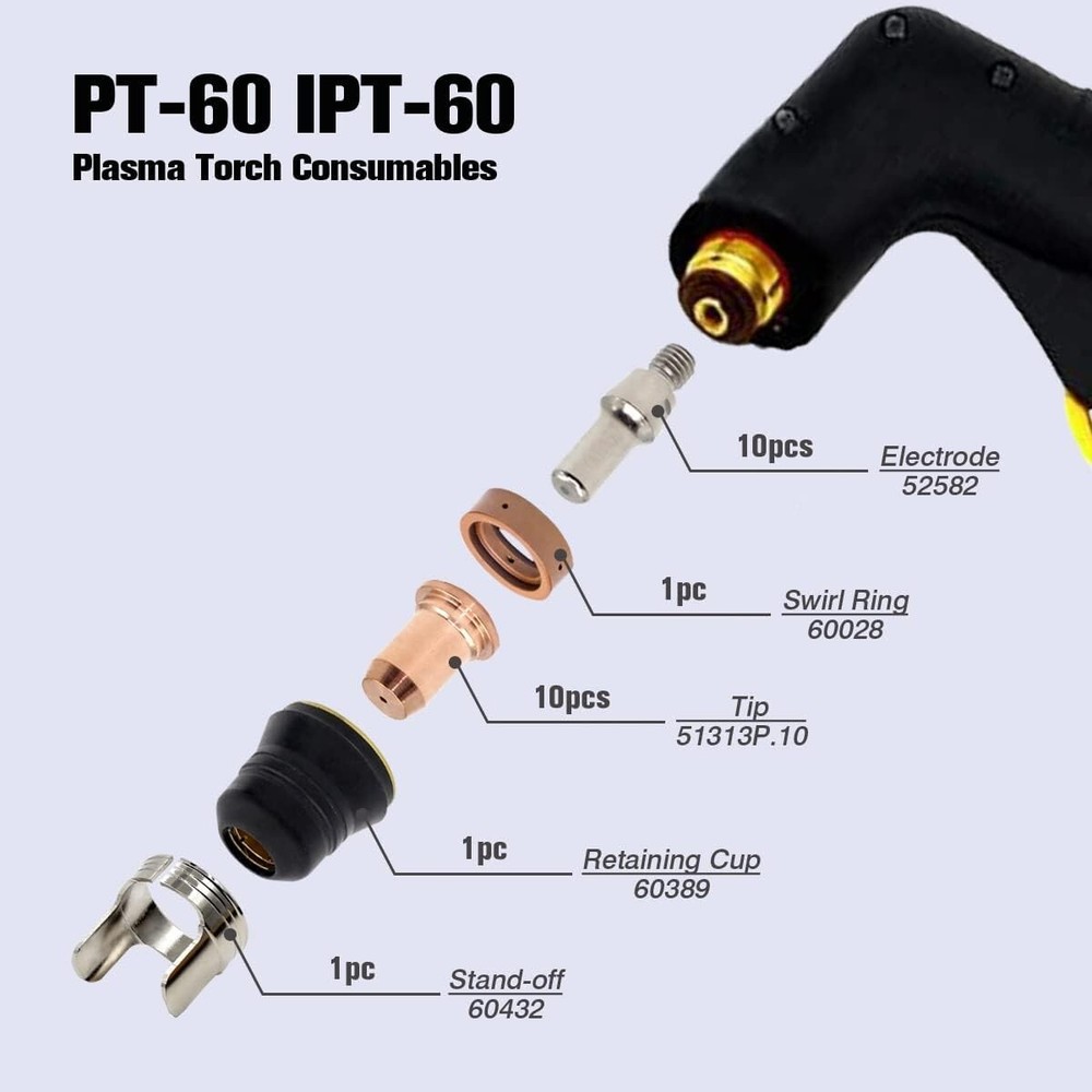 23 Pcs IPT-60 PT-60 IPT-40 PT40 Plasma Cutting Torch Tips Electrode Shield Cap