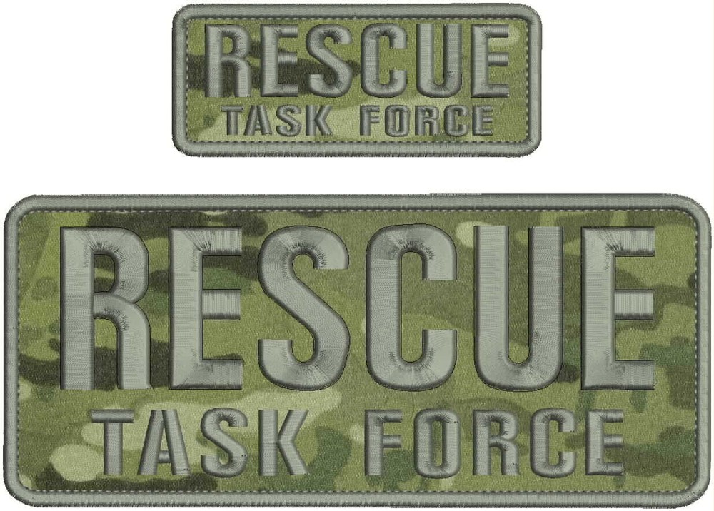 RESCUE TASK FORCE EMBROIDERY PATCH 4X10 AND 2X5 HOOK ON BACK gray/ multicam