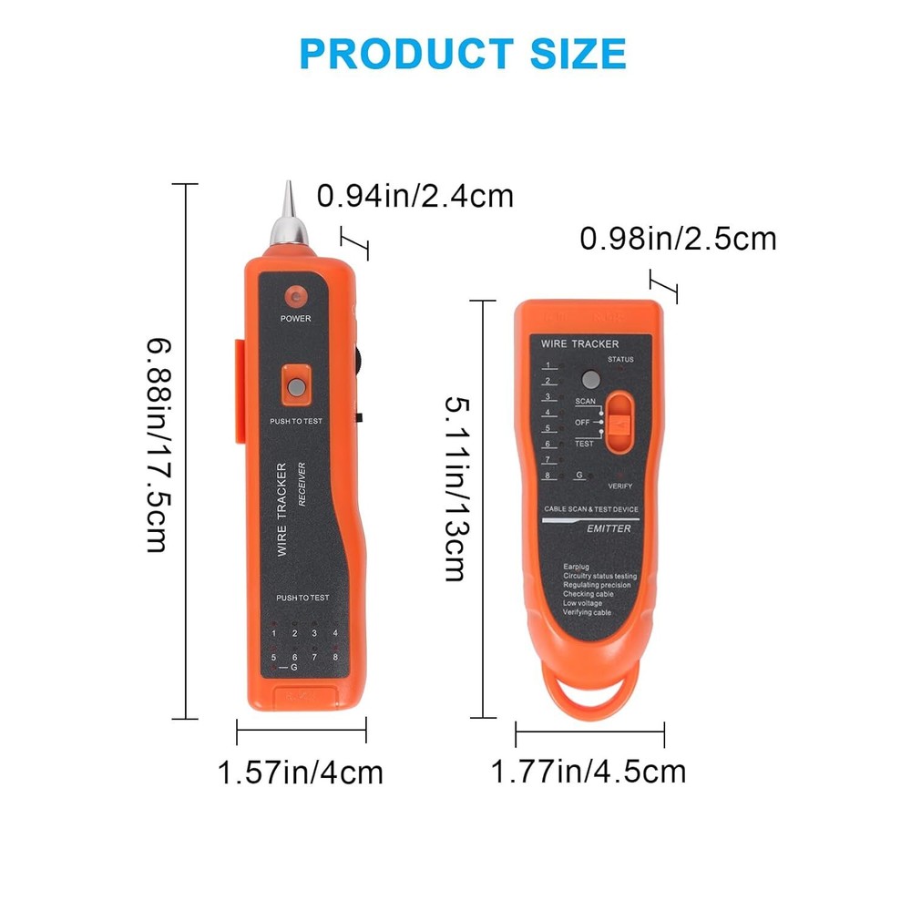 Orange Electric Circuit Testing Device Wire Tracker With Headset Toolkit
