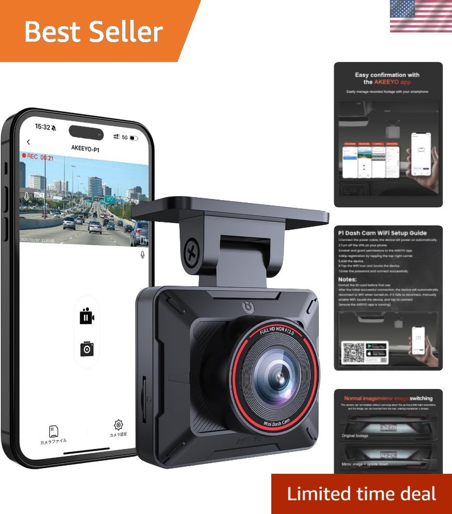 P1 Dash Cam - Loop Recording, Easy App Control, Full HD Safety Solution