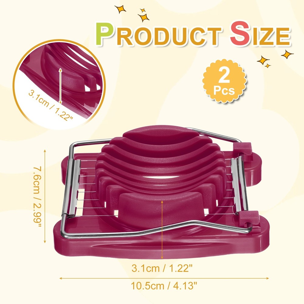 2 Pack Egg Slicer for Hard Boiled Eggs, Rose Red
