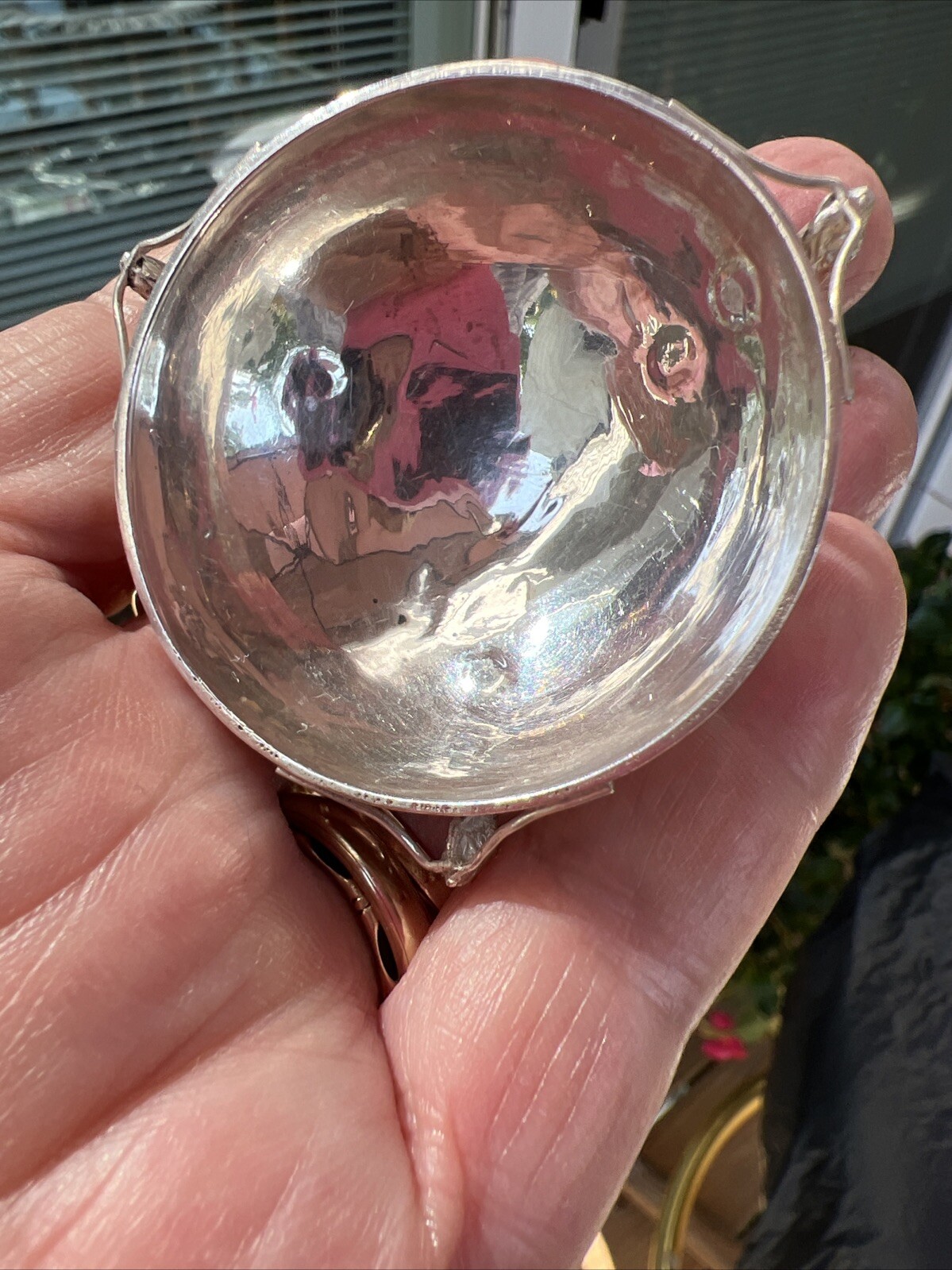 Antique Chinese Sterling Silver Dragon Salt Cellar Bowl VERY OLD GOOD CONDITION