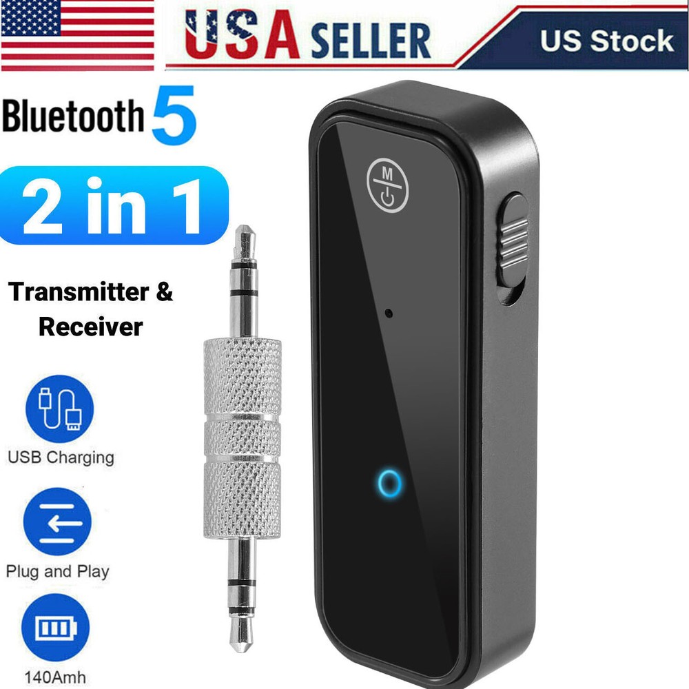 USB Wireless Bluetooth 5.0 Transmitter Receiver 2in1 Audio Adapter 3.5mm Aux Car