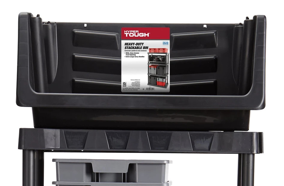 Heavy Duty Nesting Plastic Stack Bin, Black