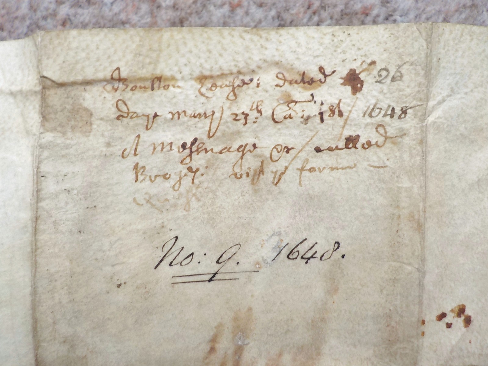 1648 Colmworth Bedfordshire Tideswell Grammar School land Vellum Deed Indenture